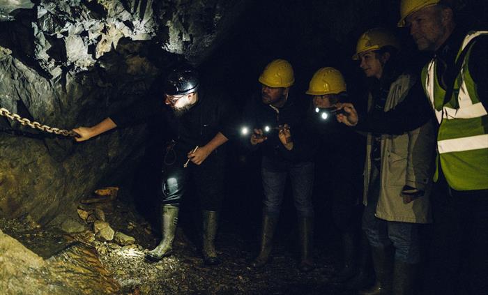 A group underground with Corris Mine Explorers
